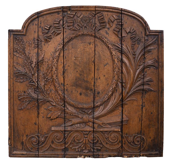 Louis XVI period walnut fireback matrix-0