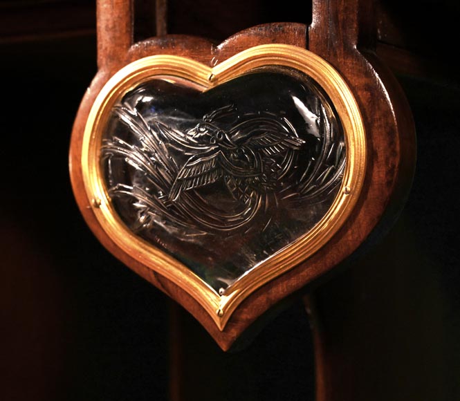 CHARBONNIER (cabinetmaker) for L’ESCALIER DE CRISTAL, Japonist Cabinet with Sliding Lacquer Panel, circa 1890-9