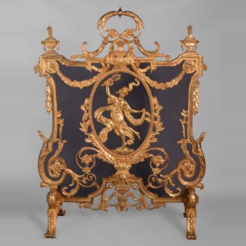 Napoléon III firescreen in gilt bronze with a dancer