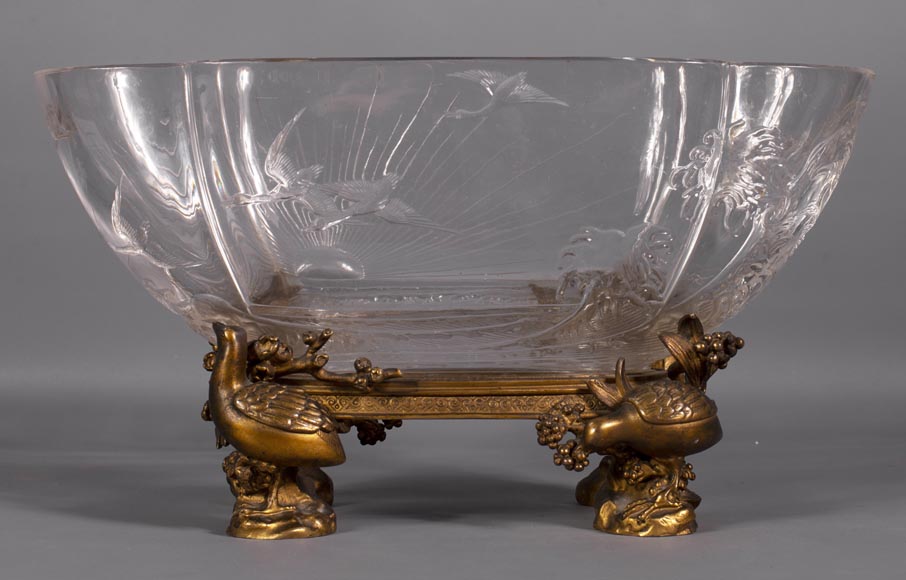 Baccarat crystal and gilt bronze bowl with Japanese decoration-0