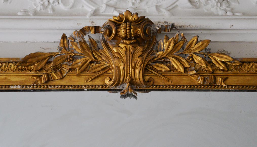 Antique Louis XVI style trumeau gilded painting-1