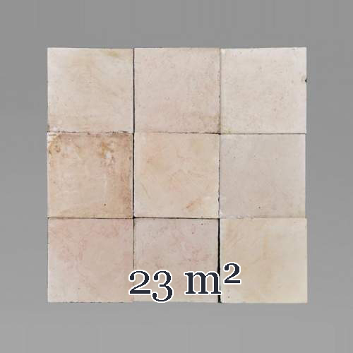Lot of 23 m² of Chassagne pink stone square tiles