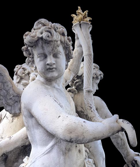 Group of three winged putti in painted cast iron, after the Water Parterres of Versailles Group of three winged putti in painted cast iron, after the Water Parterres of Versailles-4