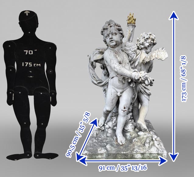 Group of three winged putti in painted cast iron, after the Water Parterres of Versailles Group of three winged putti in painted cast iron, after the Water Parterres of Versailles-8