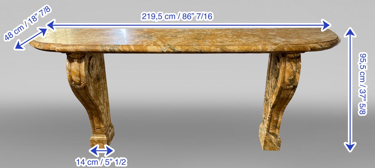 Siena Yellow marble console table with console legs-7