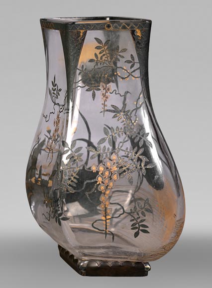 The Escalier de Cristal, a baluster vase on a bronze stand and a pair of bamboo vases in Japonesque crystal-4