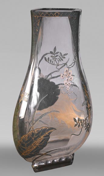 The Escalier de Cristal, a baluster vase on a bronze stand and a pair of bamboo vases in Japonesque crystal-5