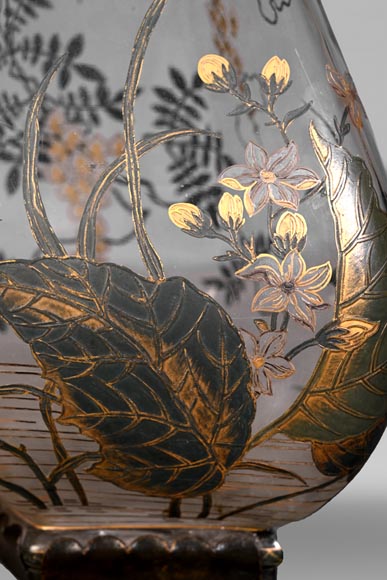 The Escalier de Cristal, a baluster vase on a bronze stand and a pair of bamboo vases in Japonesque crystal-9