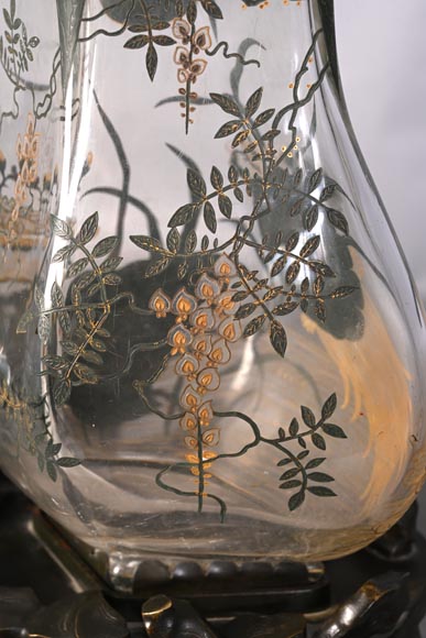 The Escalier de Cristal, a baluster vase on a bronze stand and a pair of bamboo vases in Japonesque crystal-10
