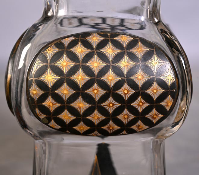 The Escalier de Cristal, a baluster vase on a bronze stand and a pair of bamboo vases in Japonesque crystal-16