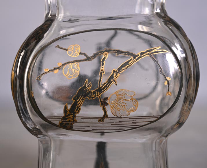 The Escalier de Cristal, a baluster vase on a bronze stand and a pair of bamboo vases in Japonesque crystal-18