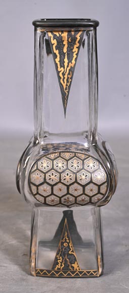 The Escalier de Cristal, a baluster vase on a bronze stand and a pair of bamboo vases in Japonesque crystal-19