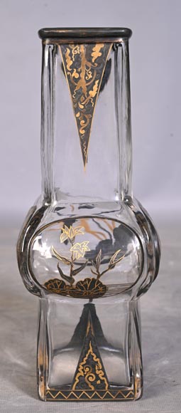 The Escalier de Cristal, a baluster vase on a bronze stand and a pair of bamboo vases in Japonesque crystal-21