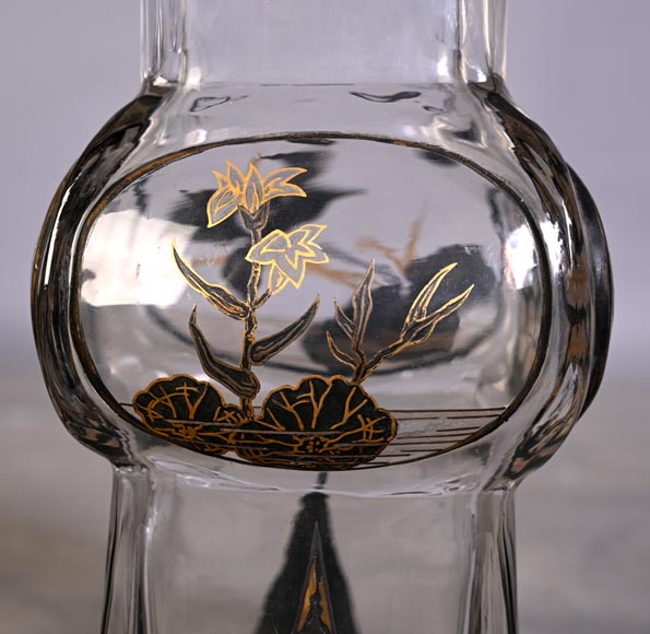 The Escalier de Cristal, a baluster vase on a bronze stand and a pair of bamboo vases in Japonesque crystal-22