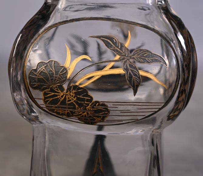 The Escalier de Cristal, a baluster vase on a bronze stand and a pair of bamboo vases in Japonesque crystal-24