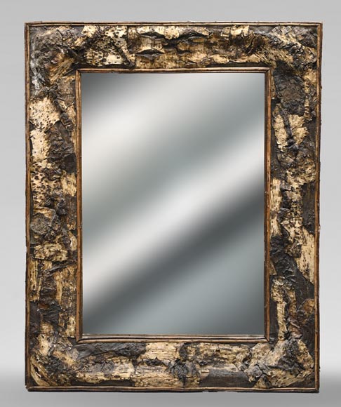 Rectangular Mirror with Raw Oak Wood Frame-0