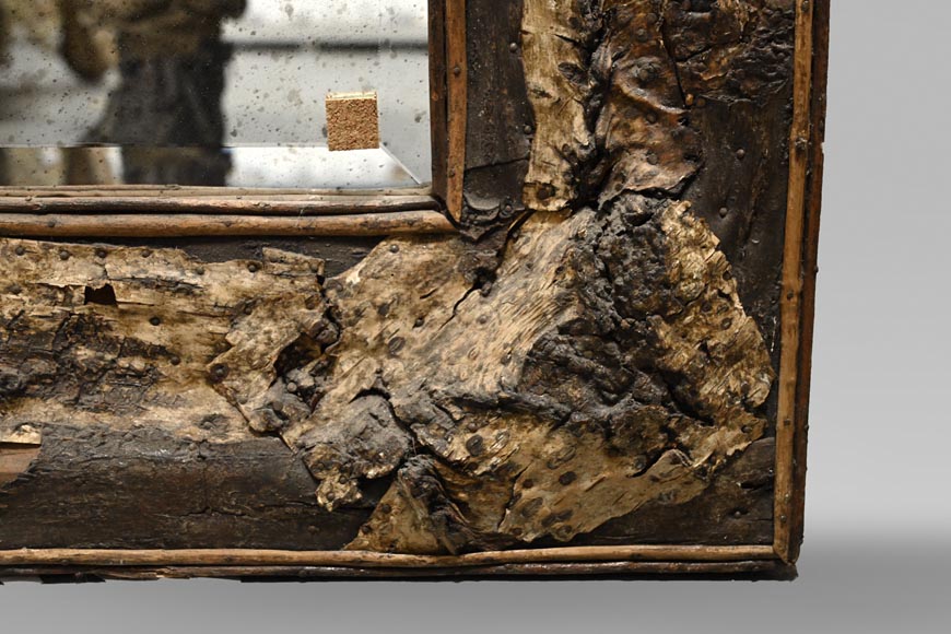 Rectangular Mirror with Raw Oak Wood Frame-3