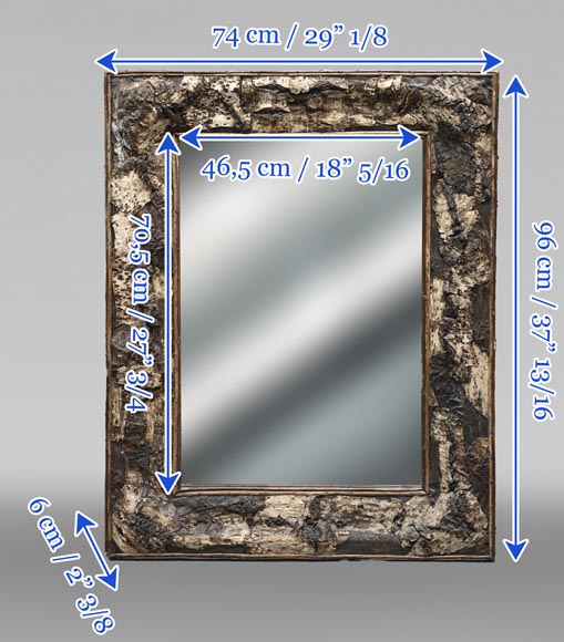 Rectangular Mirror with Raw Oak Wood Frame-7