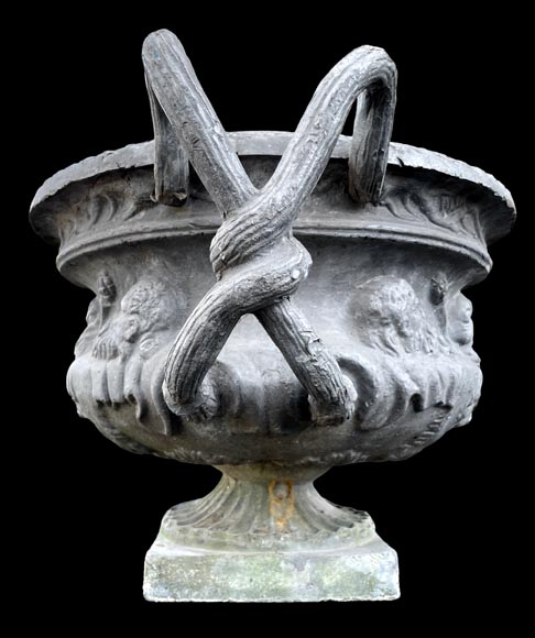 Pair of lead vases after the Warwick Vase-4