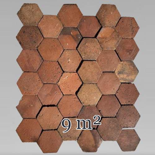 Batch of 9 m² of antique hexagonal terracotta tiles, 19th century