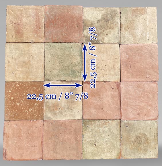 Set of around 17 m² of terracotta floor tiles in square shape-5