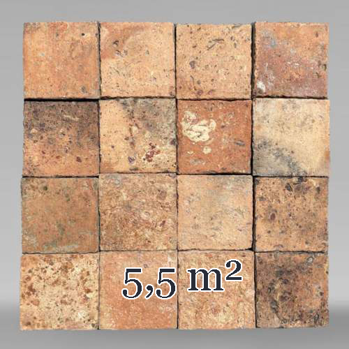 Set of 5,5 m² of terracotta floor tiles in square shape