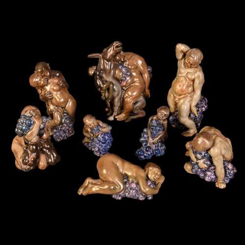 Kai Nielsen (1882–1924) for Bing & Grøndahl “Bacchanale” table garniture in glazed stoneware