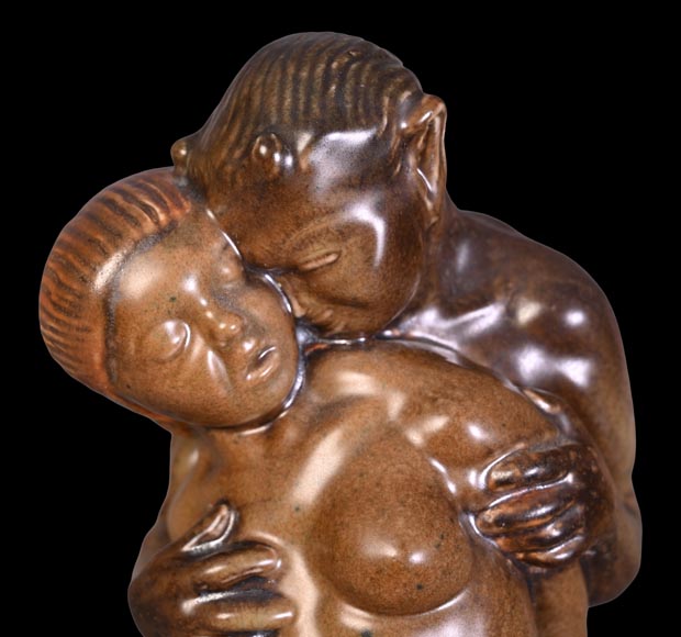 Kai Nielsen (1882–1924) for Bing & Grøndahl “Bacchanale” table garniture in glazed stoneware-11