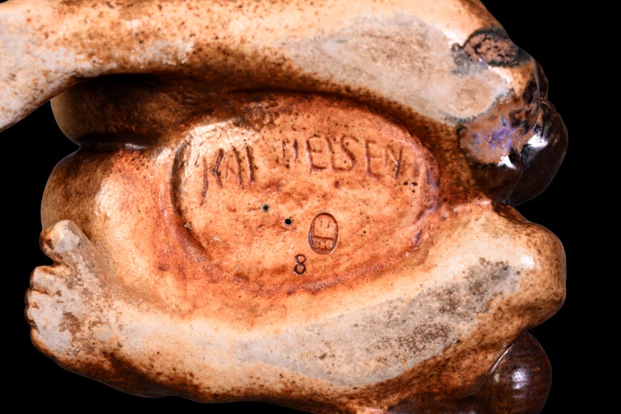 Kai Nielsen (1882–1924) for Bing & Grøndahl “Bacchanale” table garniture in glazed stoneware-17