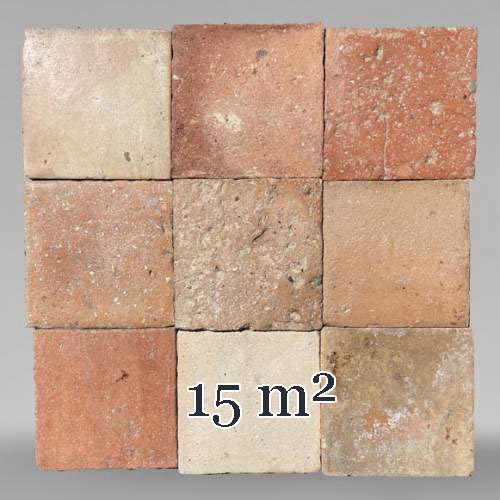 Set of 15 m² of terracotta floor tiles in square shape