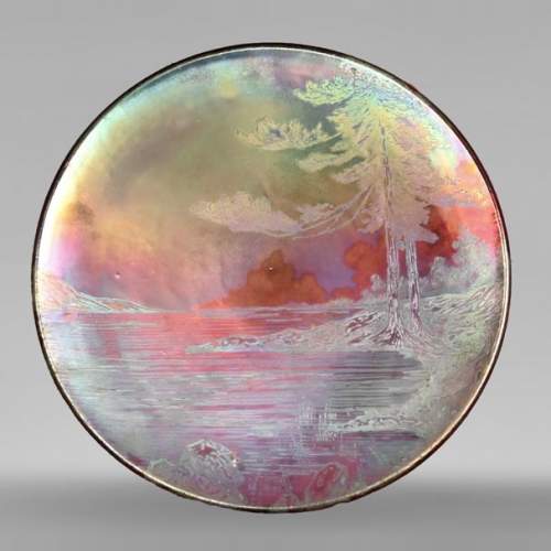 Mediterranean landscape, a rare iridescent dish by Delphin MASSIER