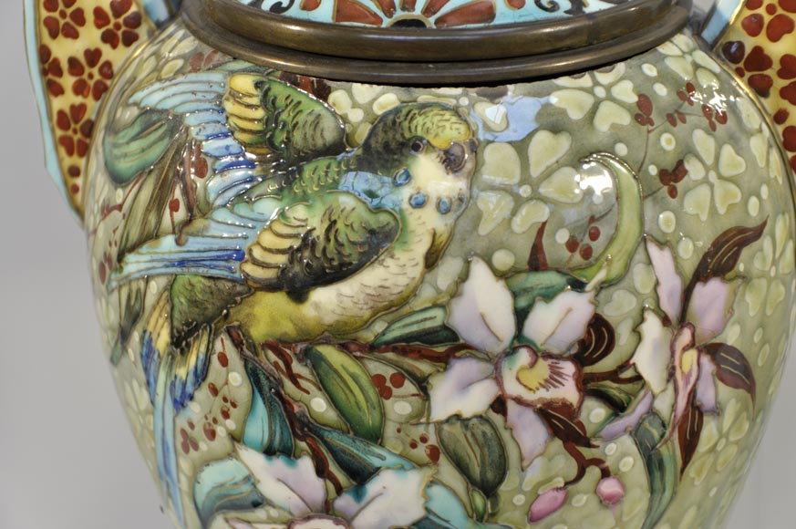 Pair of &ldquo;parakeets Lamps&rdquo; signed E. BERNARD-2