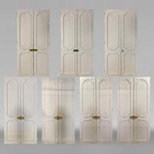 Important lot of 7 Louis XV style double doors