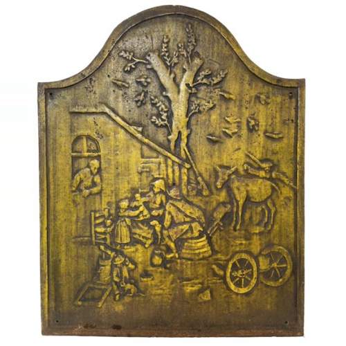 Matrix of a fireback with peasant scene décor