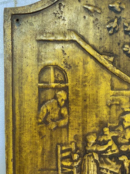 Matrix of a fireback with peasant scene décor-2