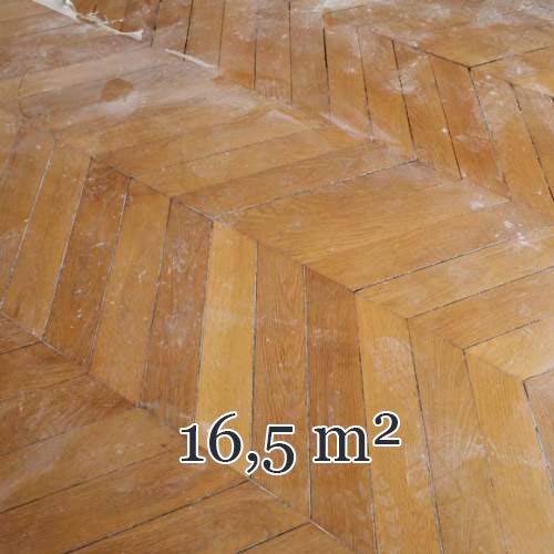 Lot of 16,5 m² of antique Point de Hongrie oak parquet flooring