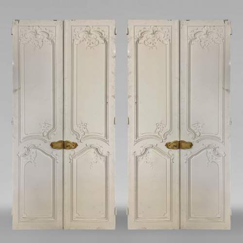 Pair of Louis XV style double doors in painted wood