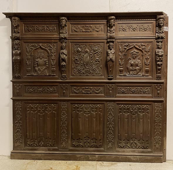 	Elements of ​low panels in oak in Neo-Renaissance style-1