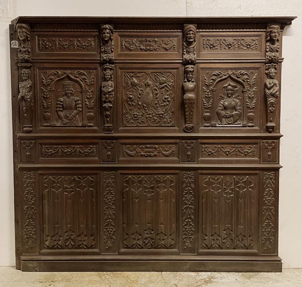 	Elements of ​low panels in oak in Neo-Renaissance style-2
