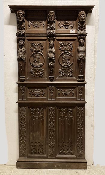 	Elements of ​low panels in oak in Neo-Renaissance style-5