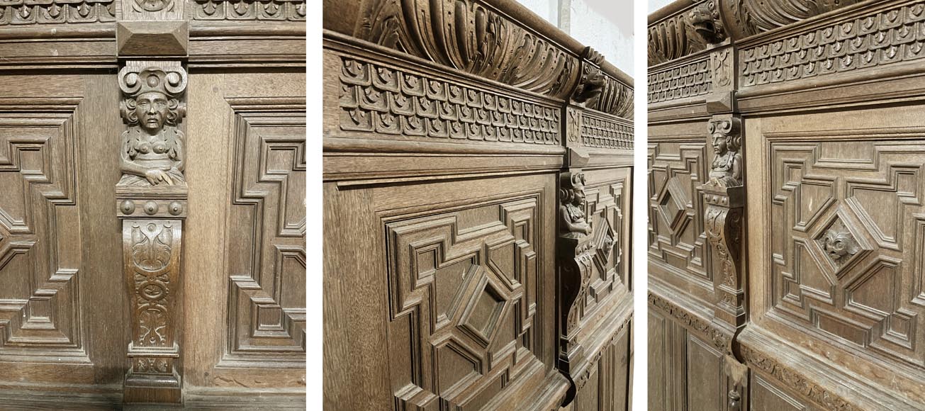 	Elements of ​low panels in oak in Neo-Renaissance style-6