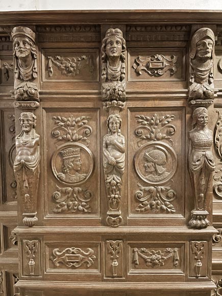 	Elements of ​low panels in oak in Neo-Renaissance style-9