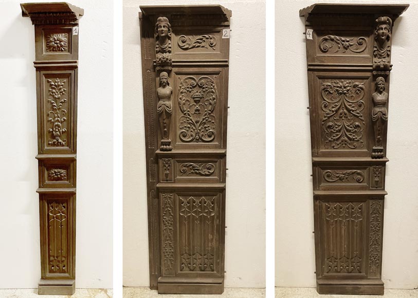 	Elements of ​low panels in oak in Neo-Renaissance style-12