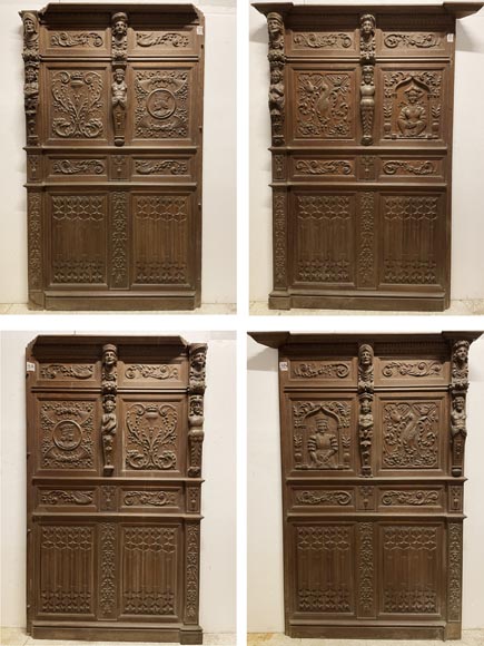	Elements of ​low panels in oak in Neo-Renaissance style-13
