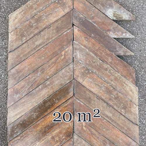 Lot of 20 m² of antique Point de Hongrie oak parquet flooring