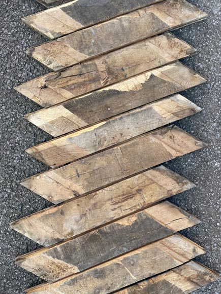 Lot of 25 m² of antique Point de Hongrie oak parquet flooring Lot of 25 m² of antique Point de Hongrie oak parquet flooring-10