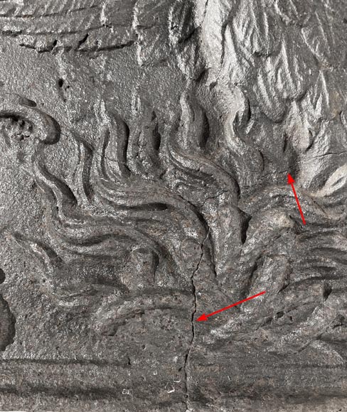 Phoenix-shaped fireplace plaque, decorated with scrolls-5