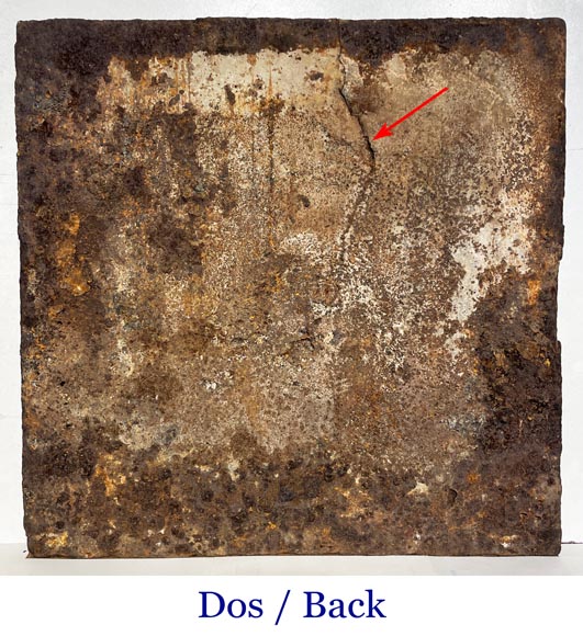 18th-century fireplace plaque with a salamander and two atlantes supporting an entablature with fire vases 18th-century fireplace plaque with a salamander and two atlantes supporting an entablature with fire vases-11