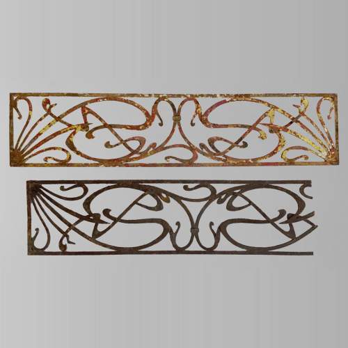 Pair of two iron Art Nouveau elements