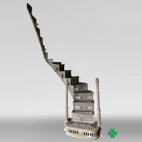 Double Quarter-Turn Staircase and Walkway in Cast Iron and Wrought Iron, 1865  